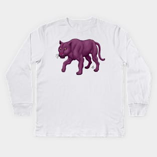 Purple Alien Cat Kids Long Sleeve T-Shirt